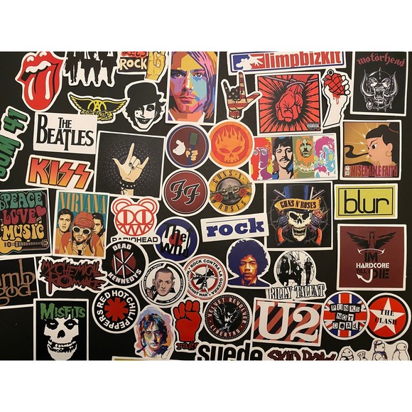 50pcs Rock n Roll Bands Music Themed Waterproof Stickers Pack - Picture 2 of 8